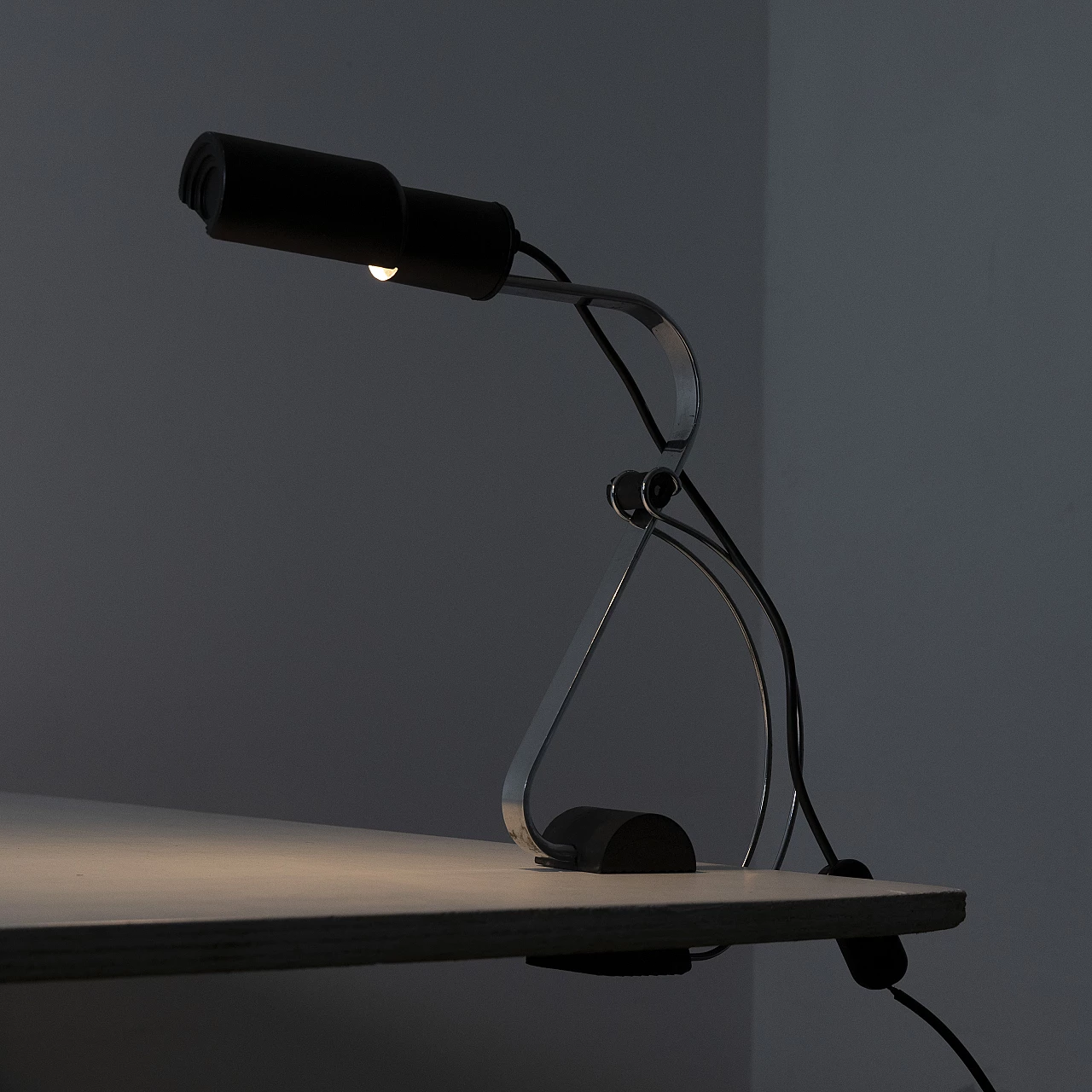 Chrome-plated metal desk clamp lamp, 1970s 13