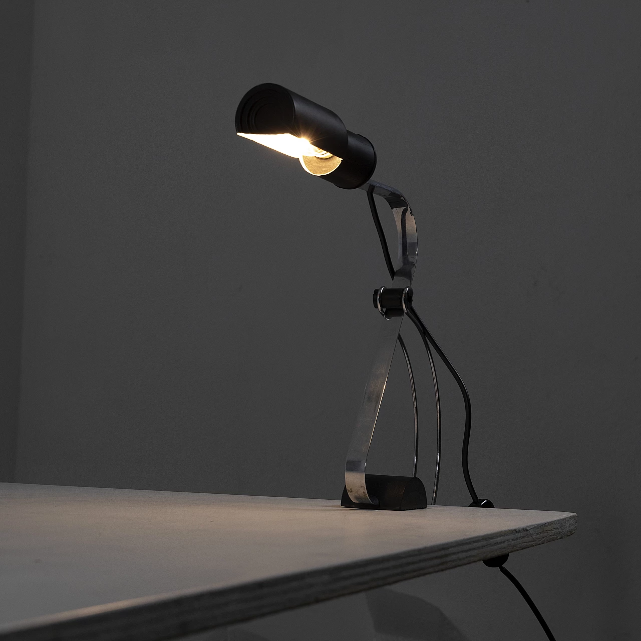 Chrome-plated metal desk clamp lamp, 1970s 14