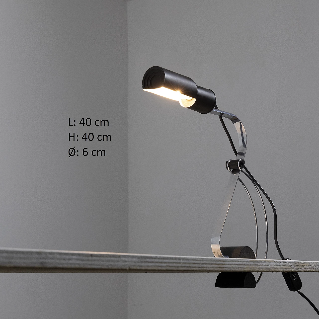 Chrome-plated metal desk clamp lamp, 1970s 16