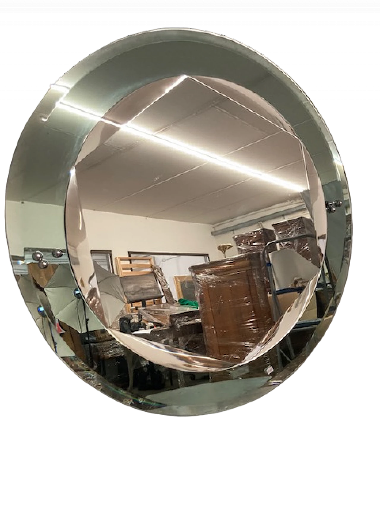 Specchio rotondo con cornice verde, anni '70 13