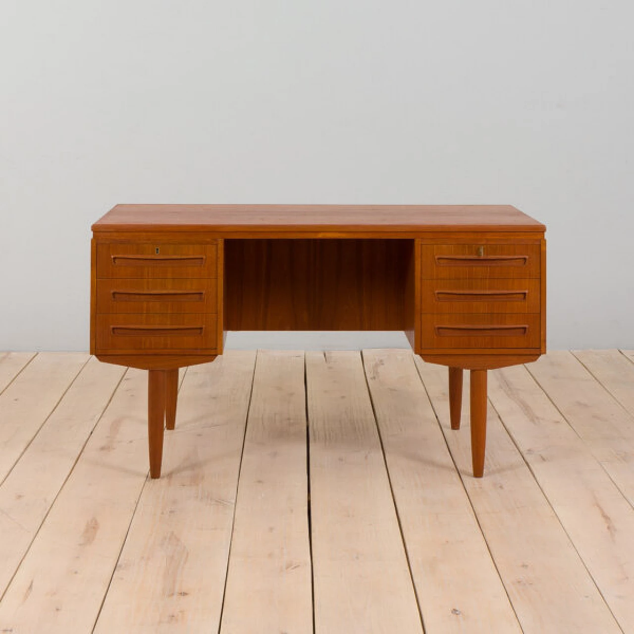 Teak desk with back cabinet by J. Svenstrup for A.P. Furniture, 1960s 2