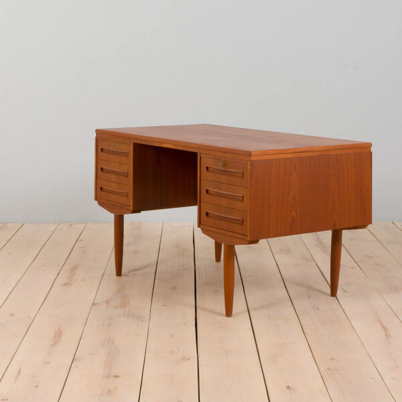 Teak desk with back cabinet by J. Svenstrup for A.P. Furniture, 1960s 3