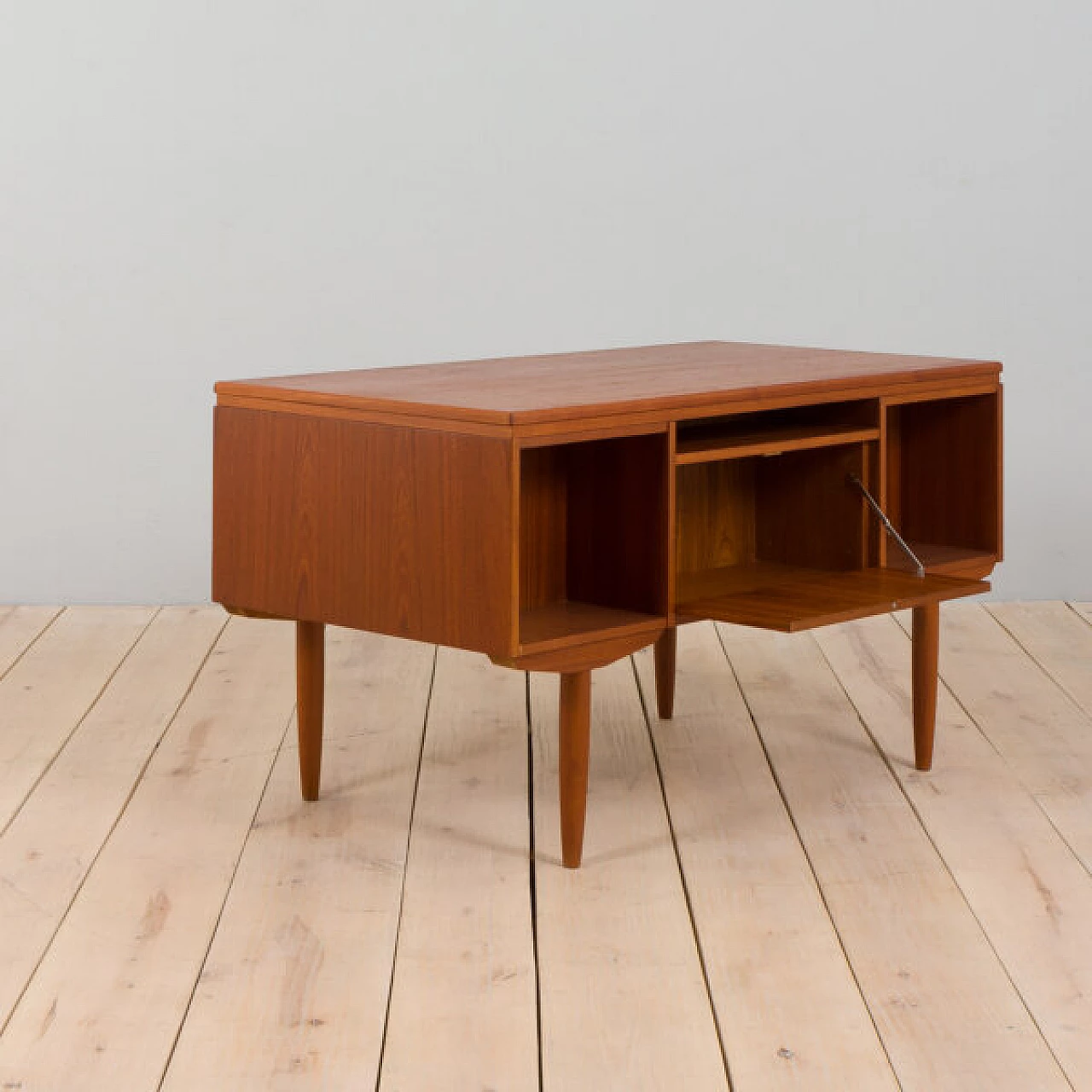 Teak desk with back cabinet by J. Svenstrup for A.P. Furniture, 1960s 5