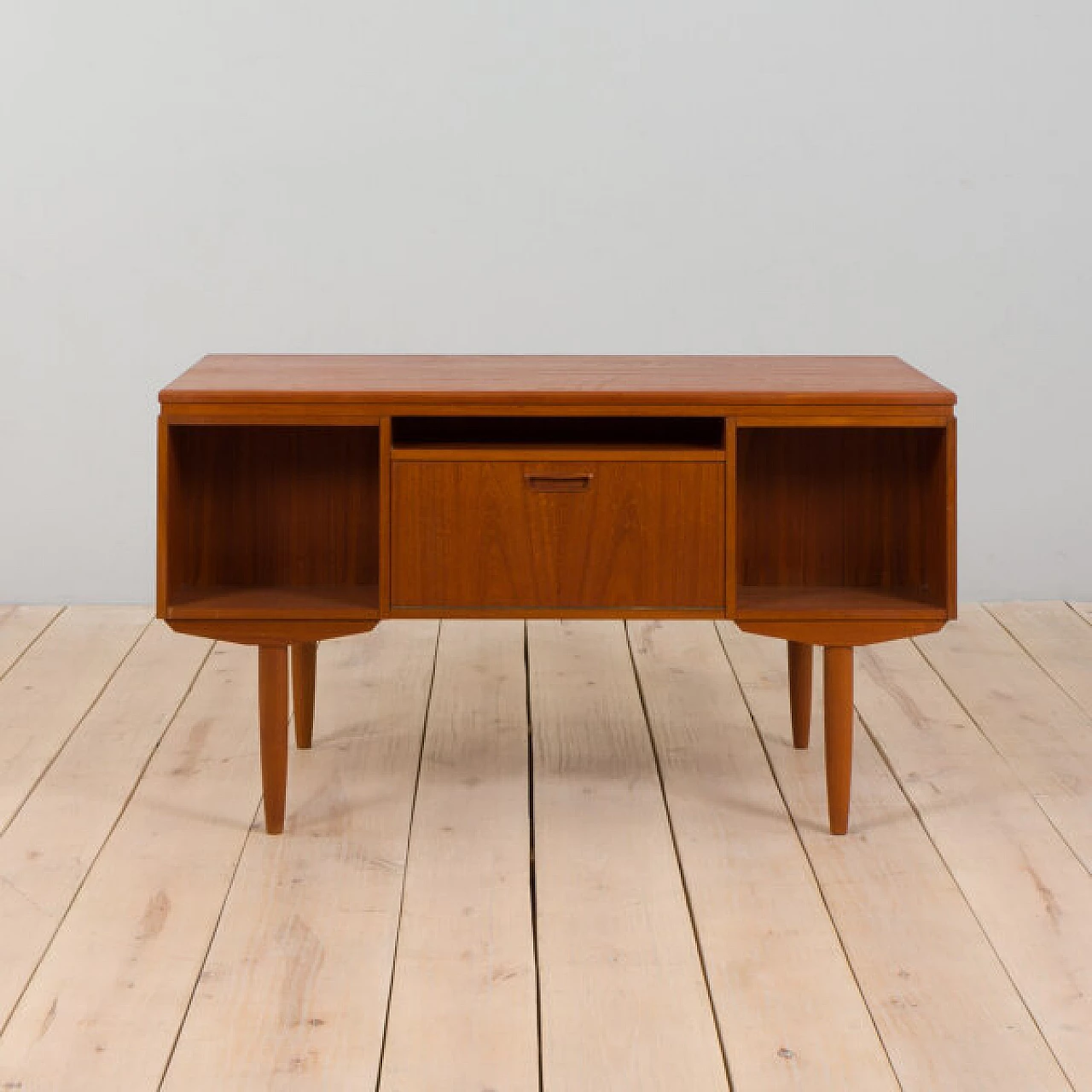 Teak desk with back cabinet by J. Svenstrup for A.P. Furniture, 1960s 6