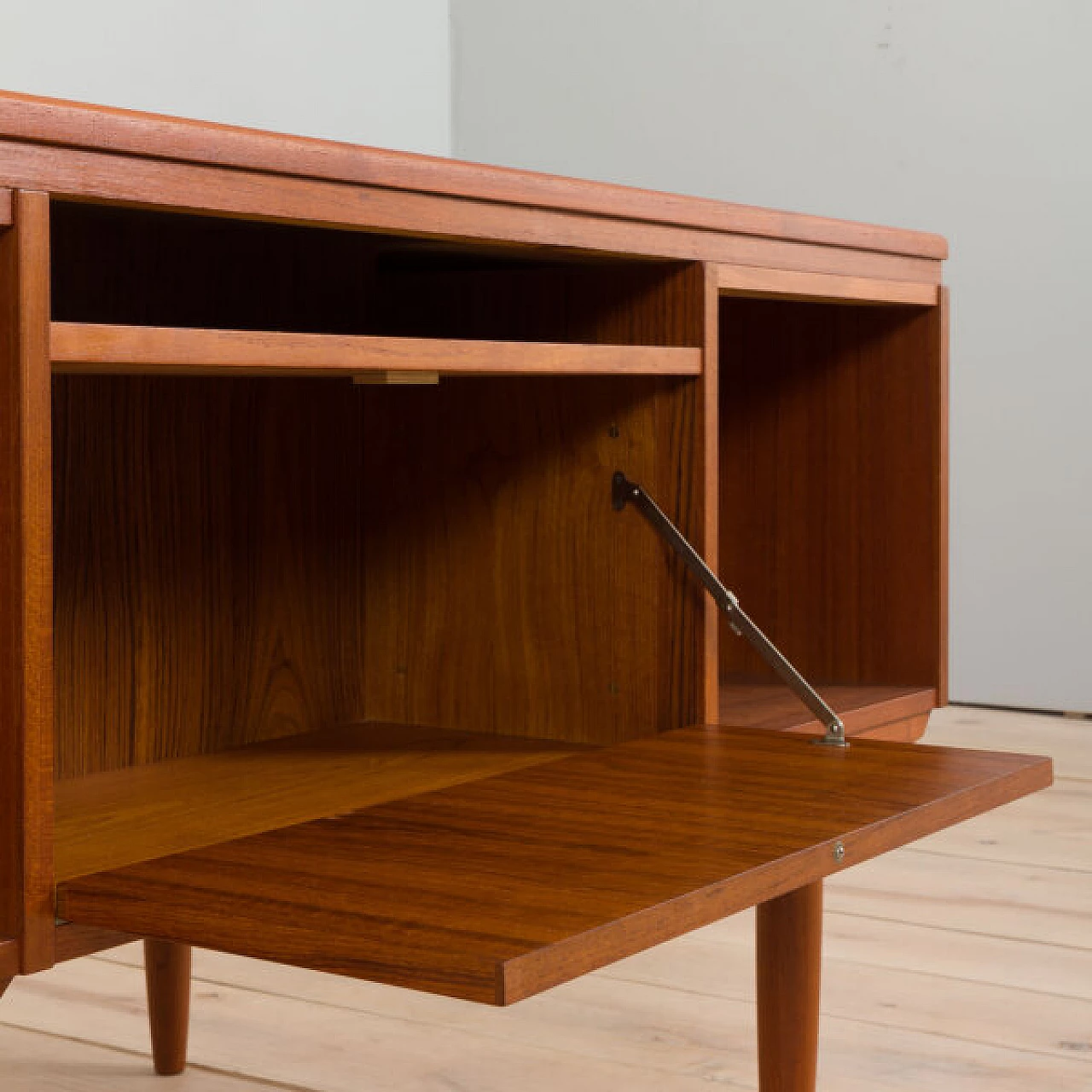 Teak desk with back cabinet by J. Svenstrup for A.P. Furniture, 1960s 9
