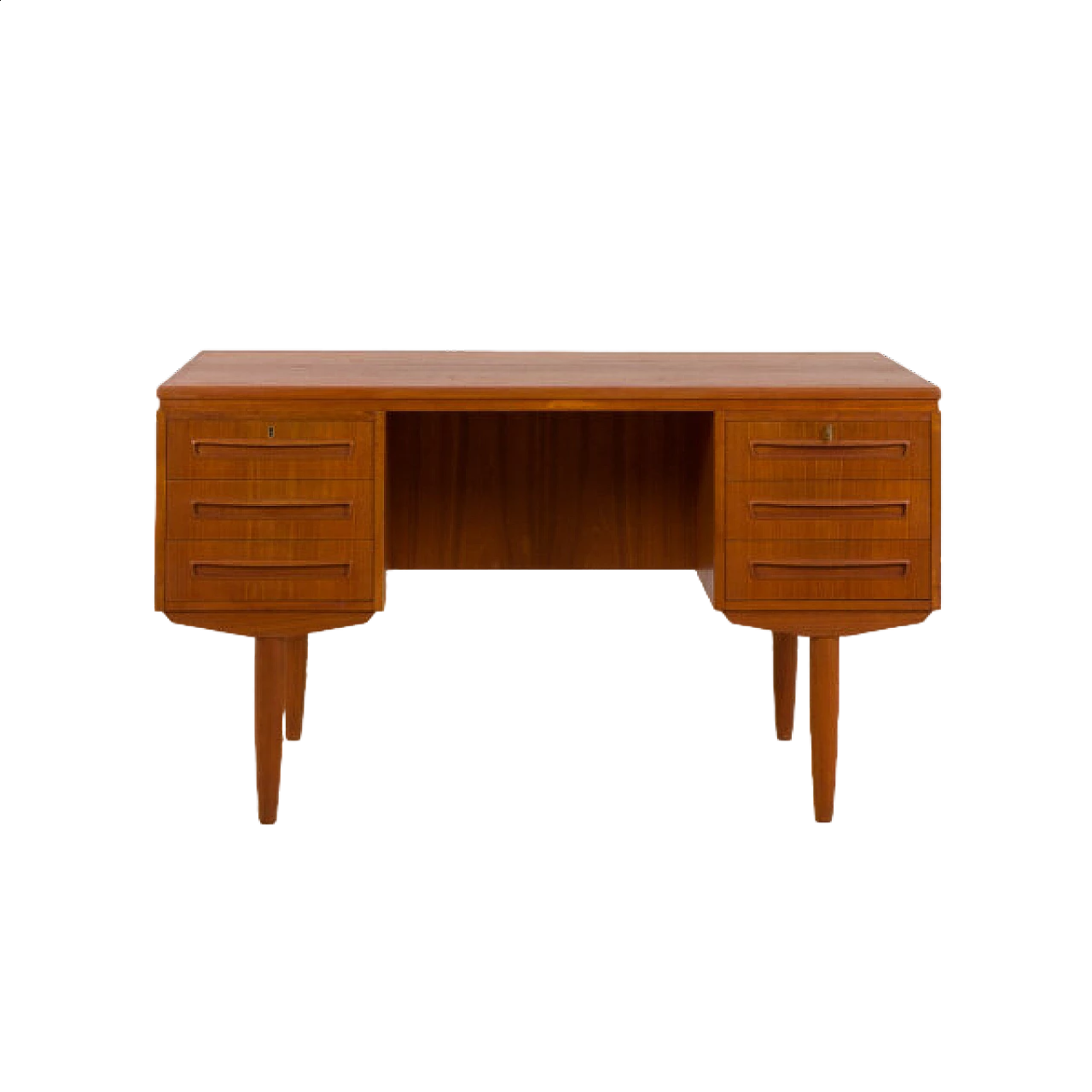 Scrivania in teak con mobile posteriore di J. Svenstrup per A.P. Furniture, anni '60 10