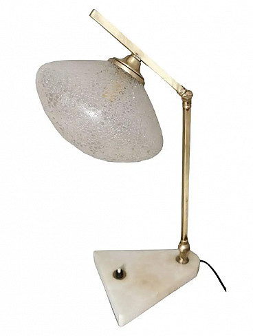 Adjustable table lamp made of brass, glass and marble, 1950s