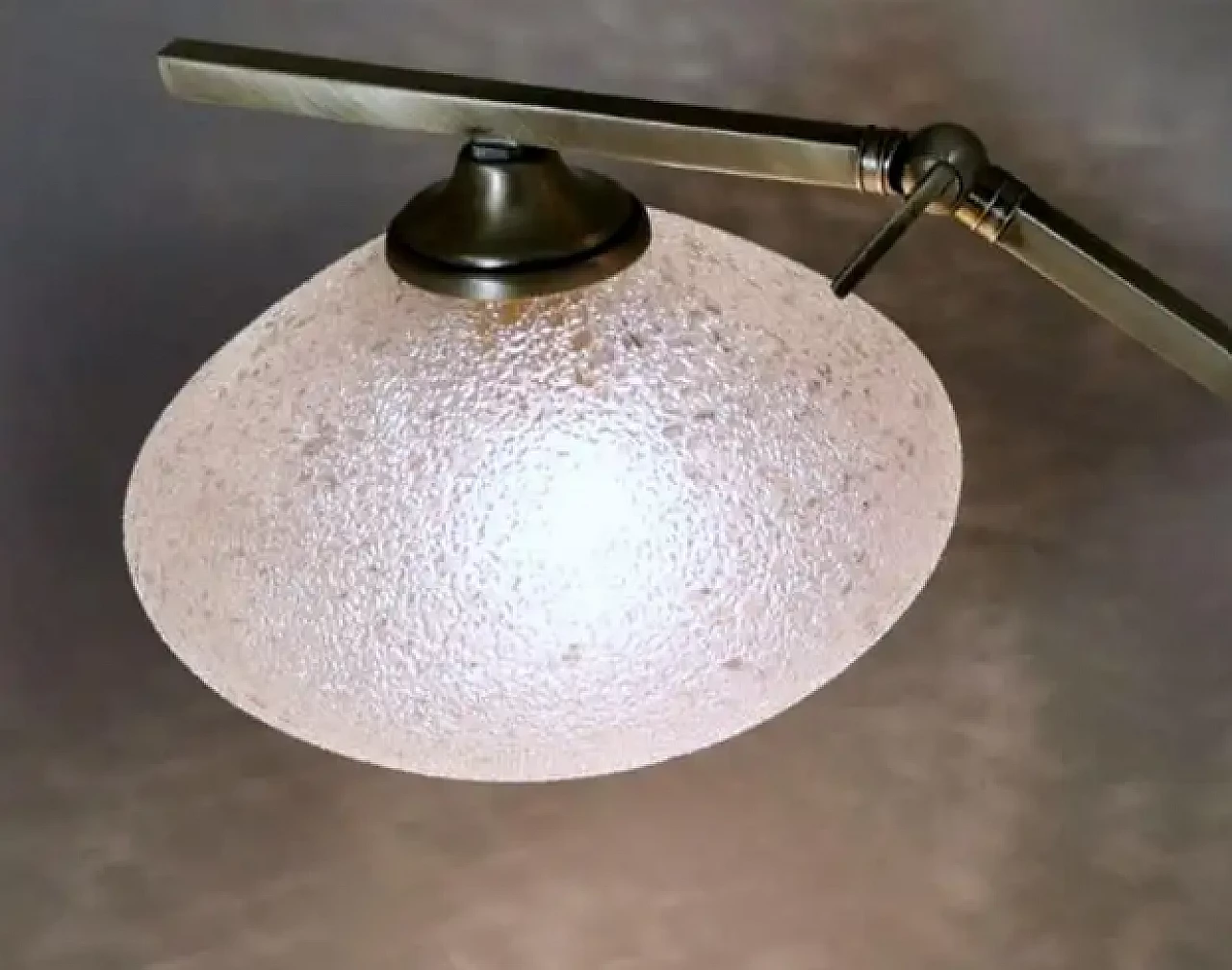 Lampada da tavolo regolabile in ottone, vetro e marmo, anni '50 9