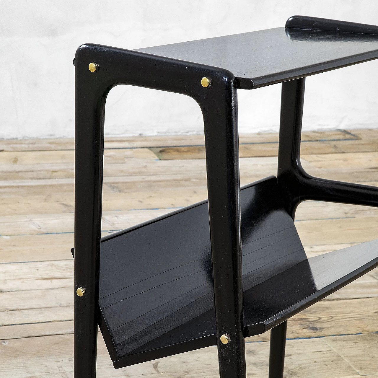 Pair of black wooden magazine tables by Ico Parisi, 1940s 3