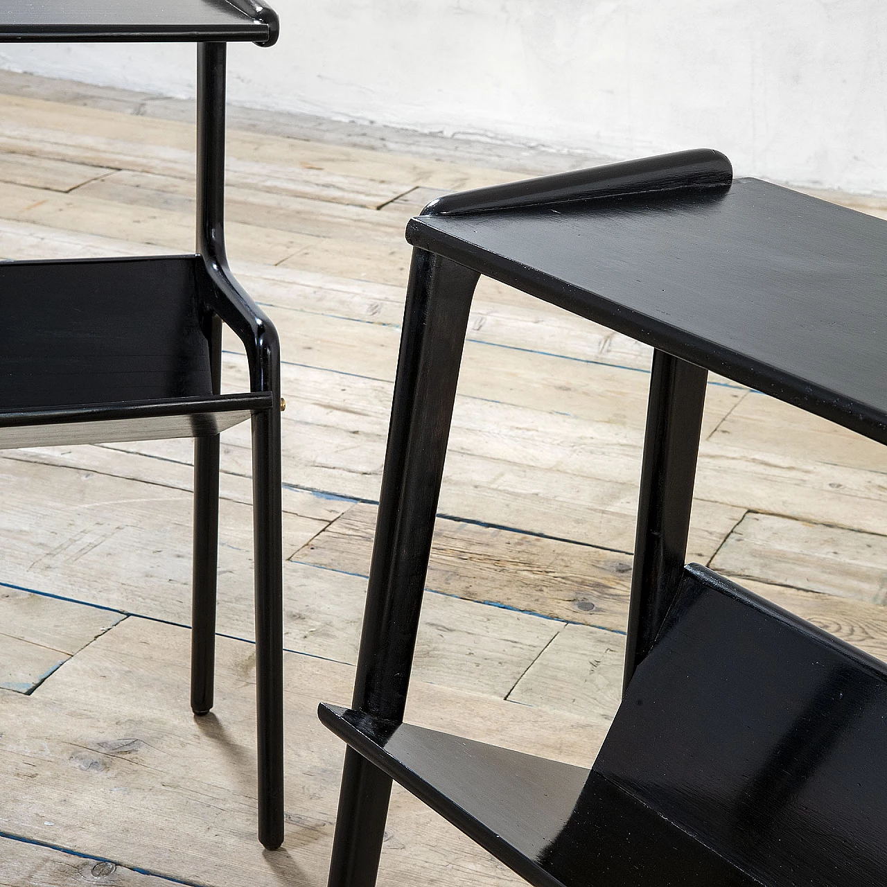 Pair of black wooden magazine tables by Ico Parisi, 1940s 5