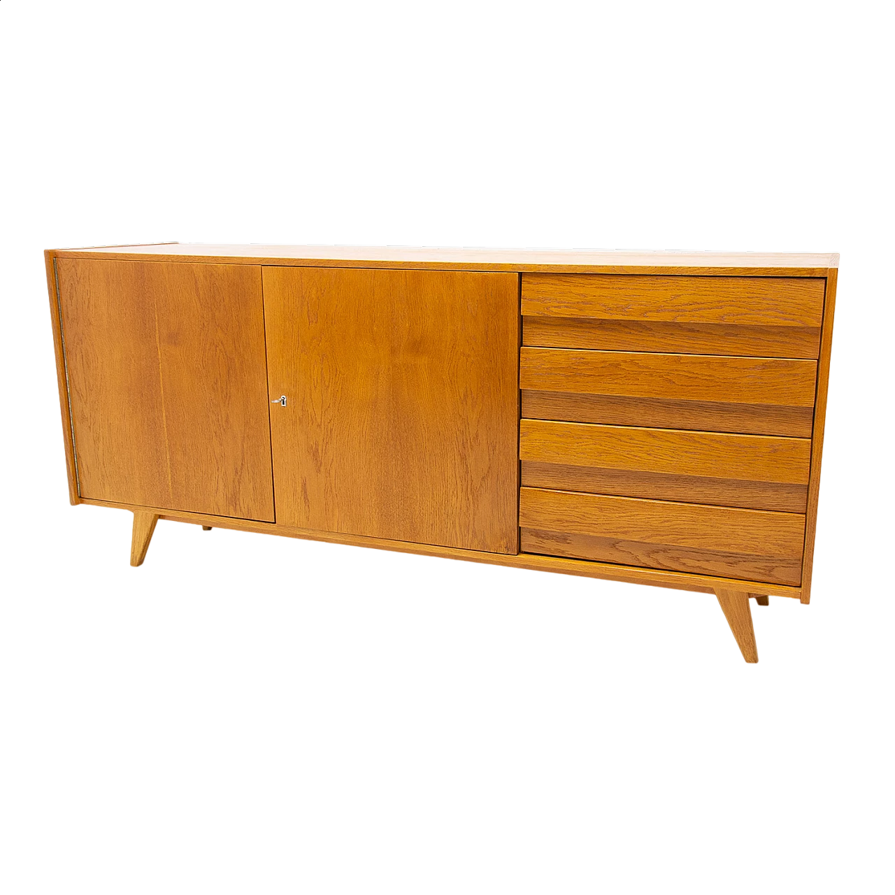 Beech U-458 sideboard by Jiri Jiroutek for Interier Praha, 1960s 19
