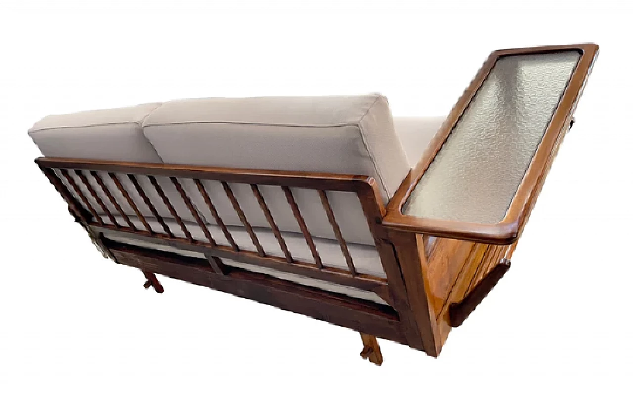 Two-seater sofa in wood and fabric, 1950s 6