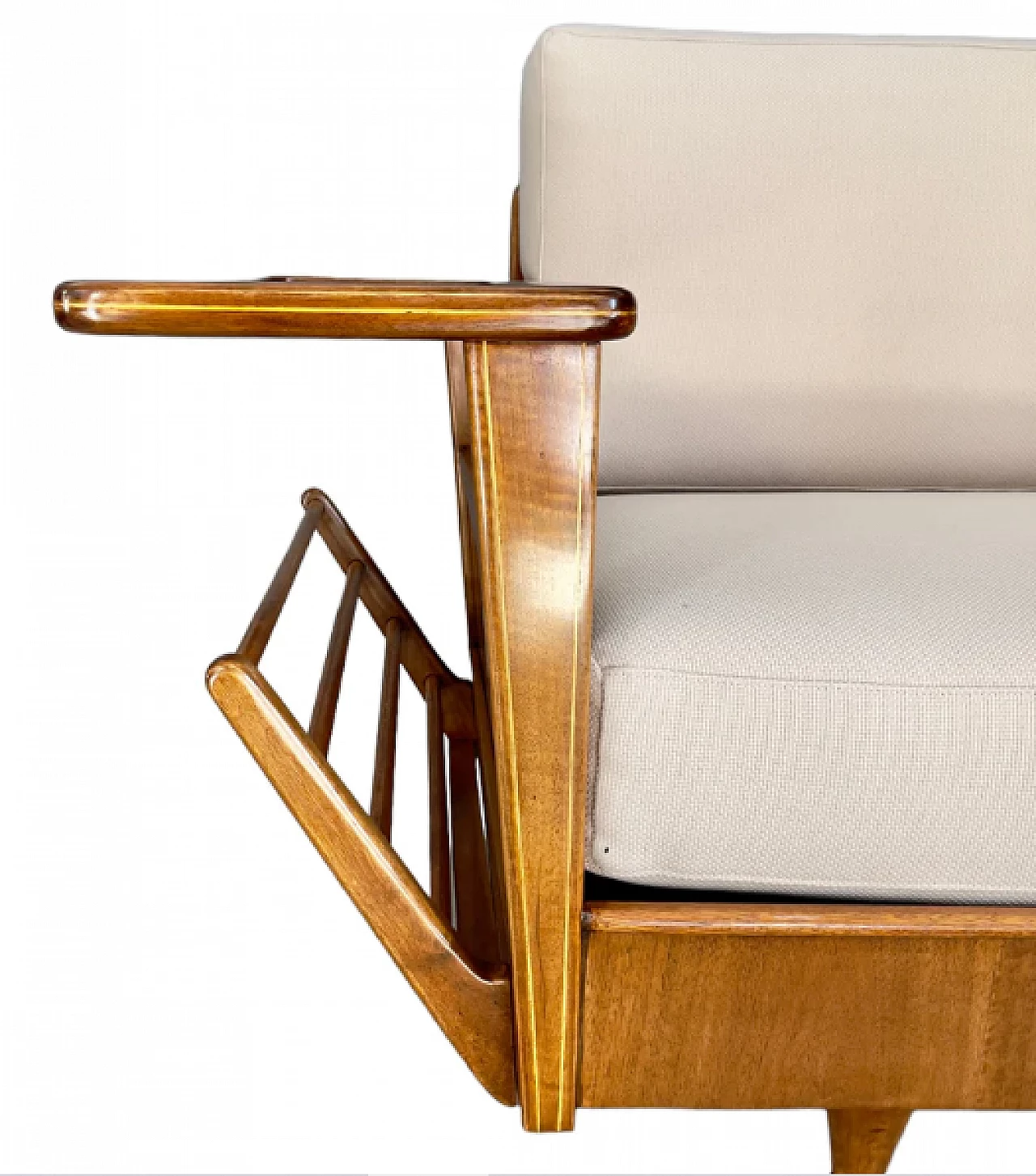 Two-seater sofa in wood and fabric, 1950s 7