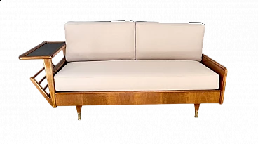 Two-seater sofa in wood and fabric, 1950s