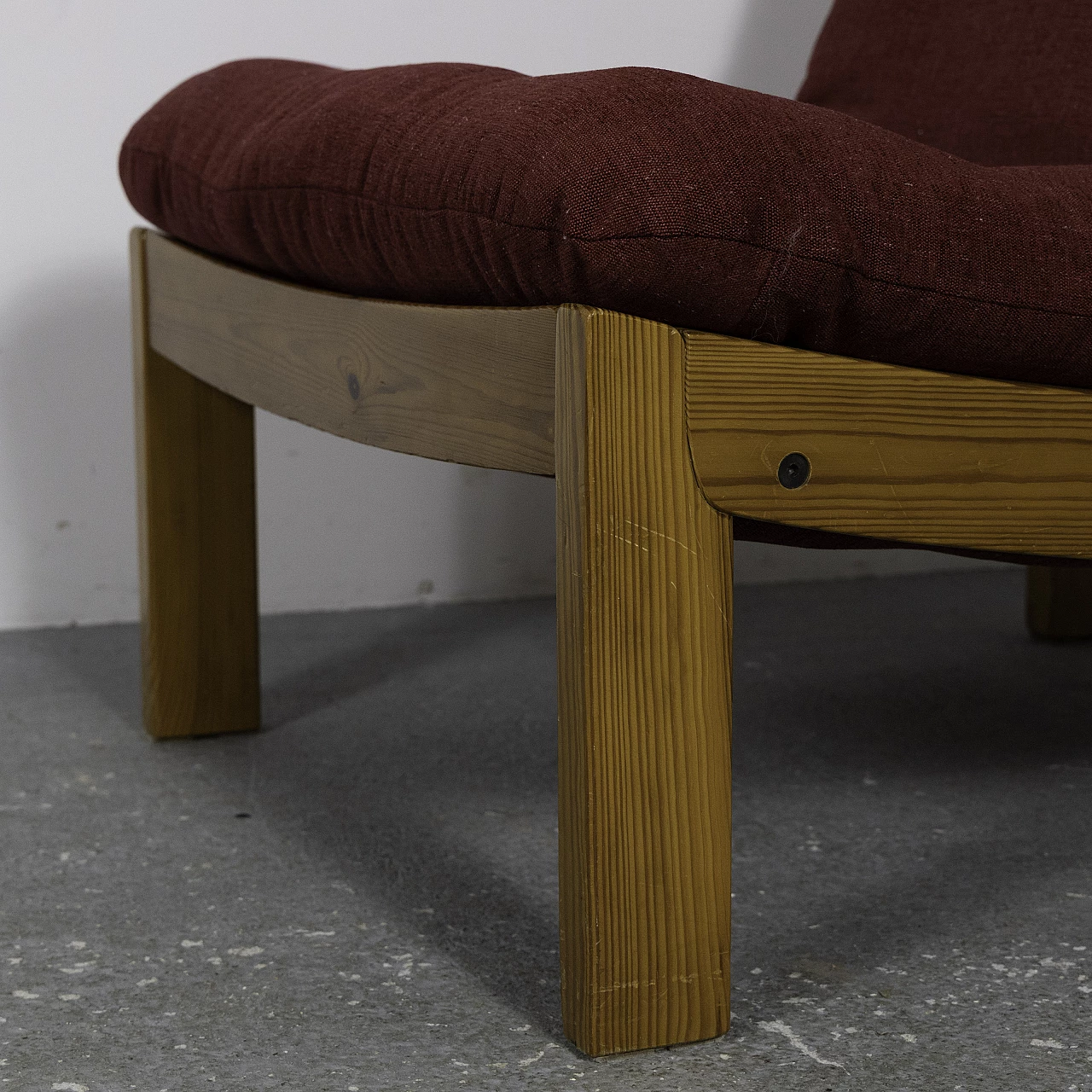 Pair of small armchairs in larch and red fabric, 1960s 15