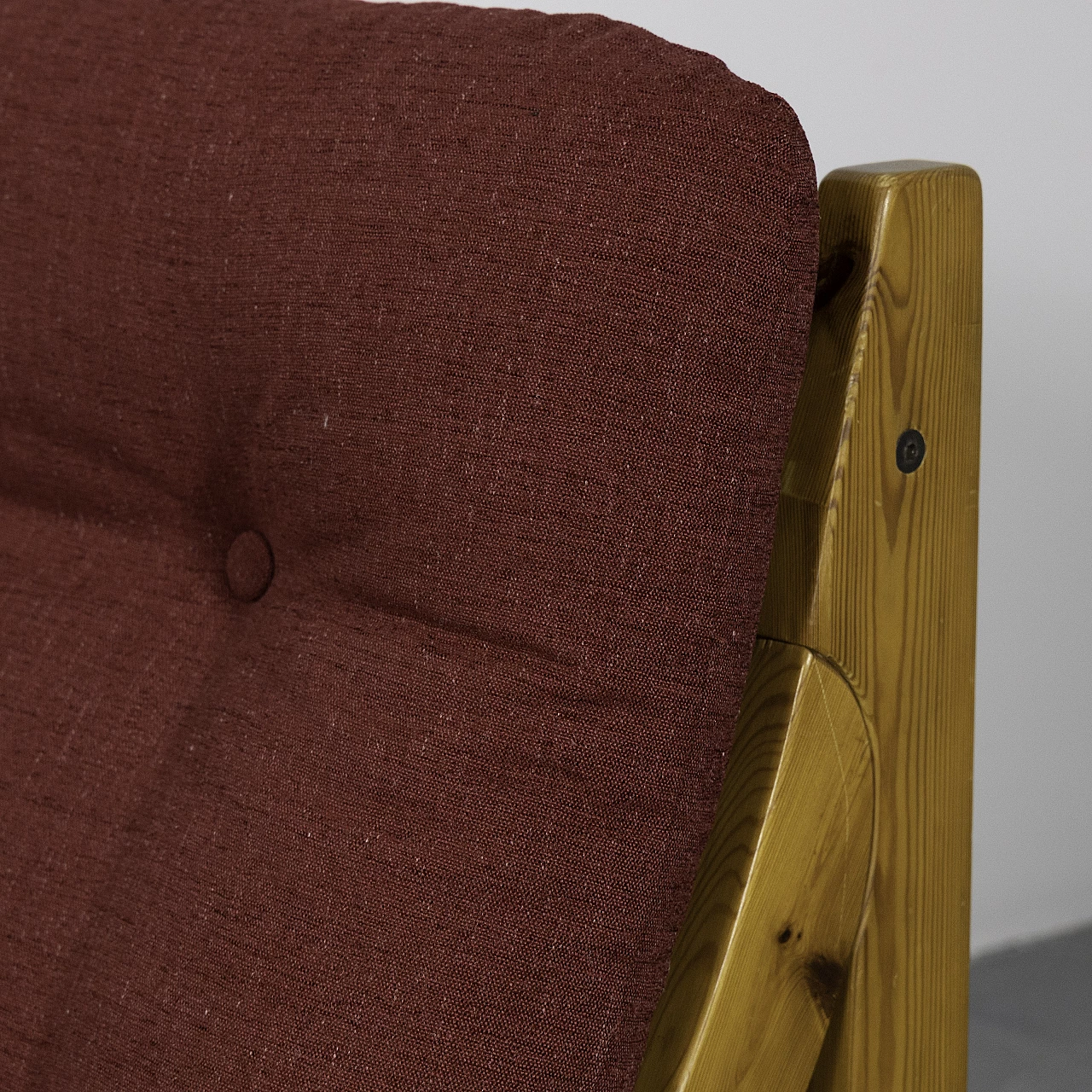 Pair of small armchairs in larch and red fabric, 1960s 17