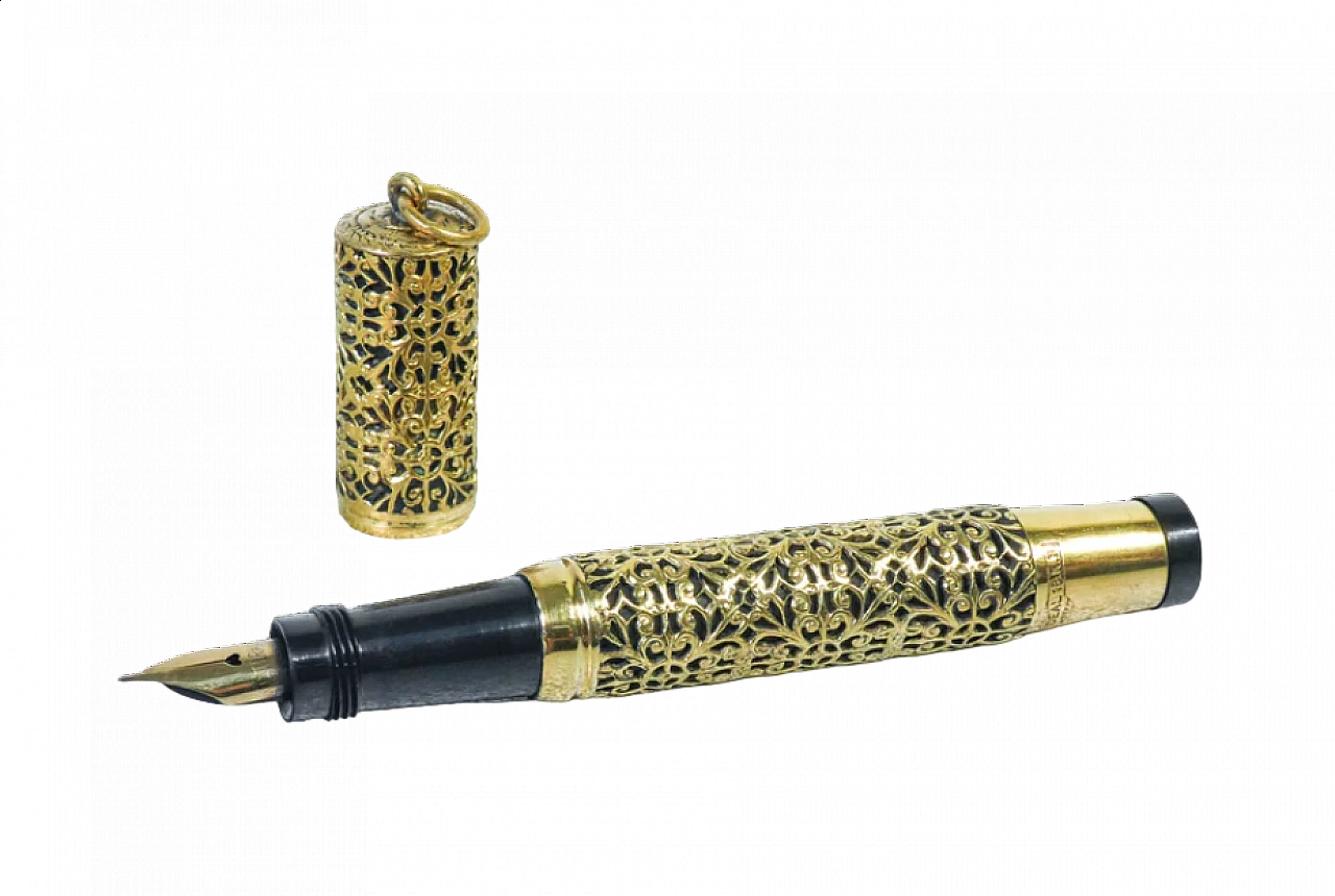 Penna stilografica Waterman 42 Ideal rientrante, laminata in oro 18 kr, primo '900 10