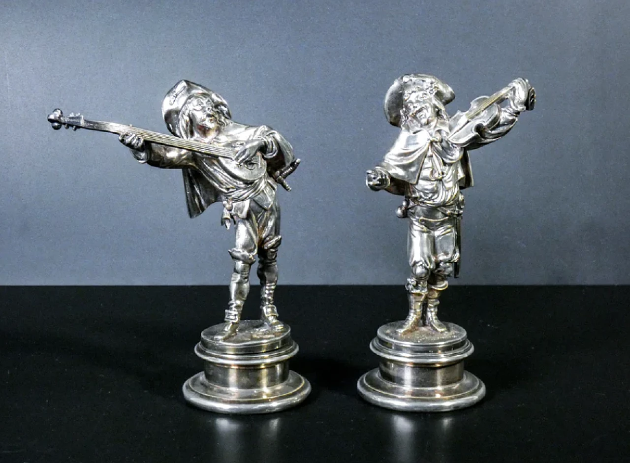 Players, pair of sheffield sculptures by Emile Guillemin, 19th century 1