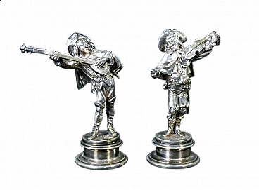 Players, pair of sheffield sculptures by Emile Guillemin, 19th century