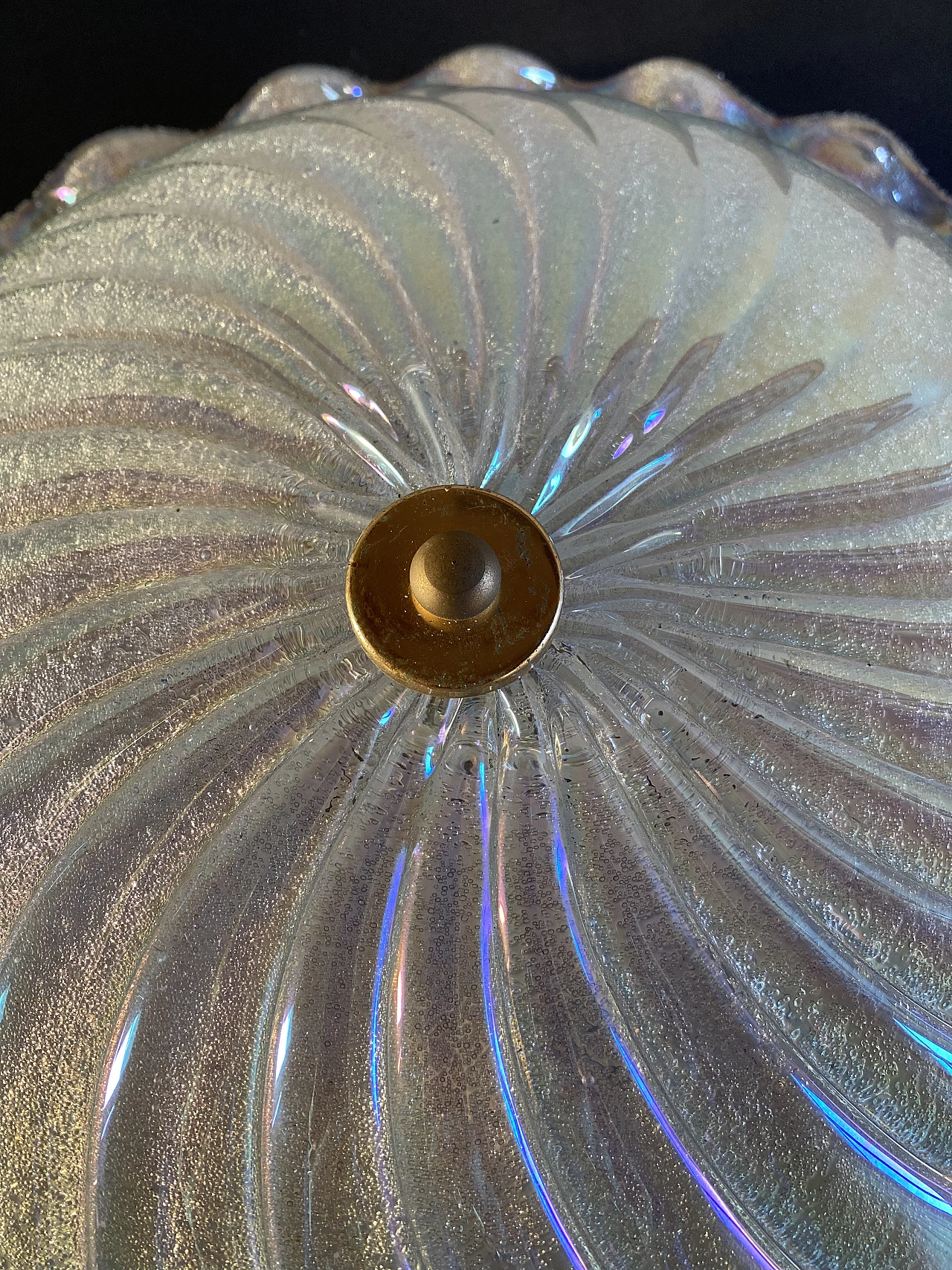 Plafoniera in vetro di Murano iridescente, anni '90 3