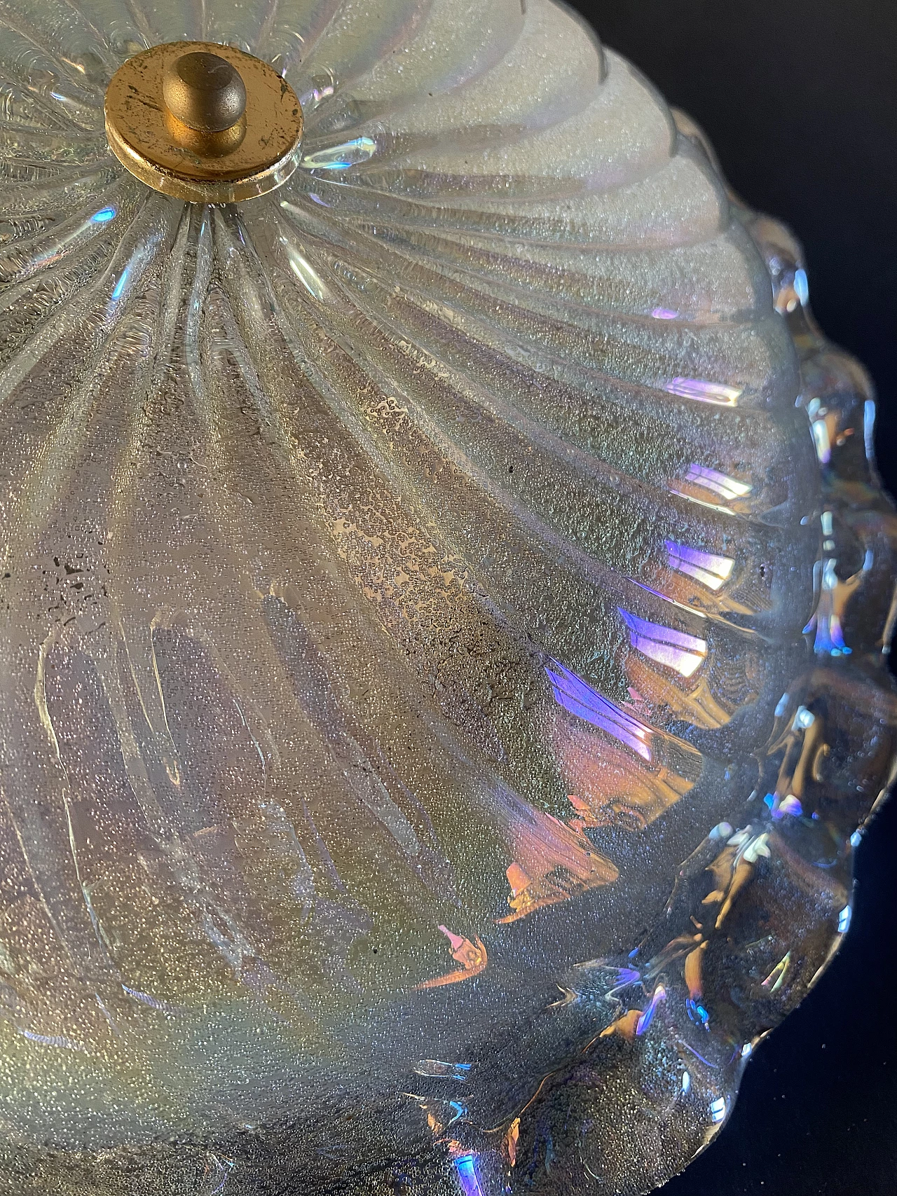 Plafoniera in vetro di Murano iridescente, anni '90 5