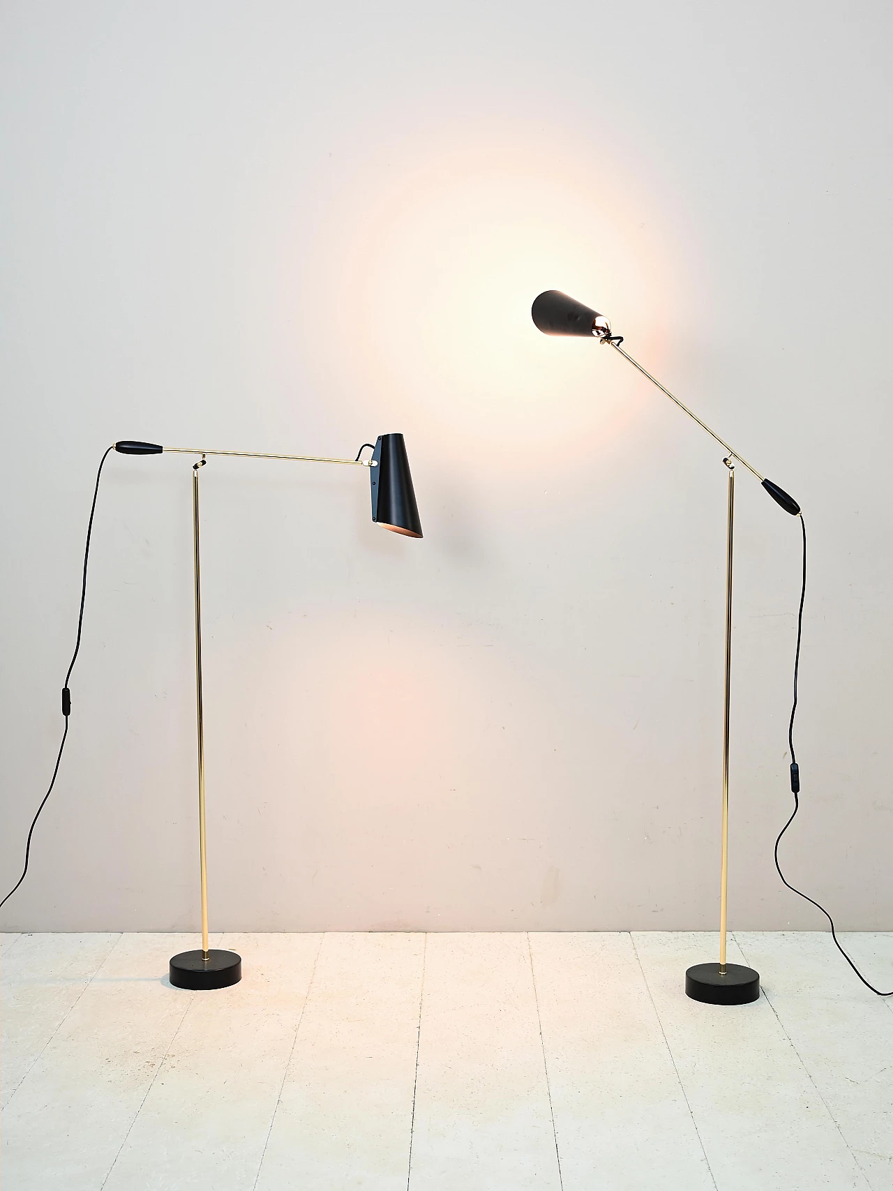 Pair of Scandinavian Birdy floor lamps by Birger Dahl for Northen, 1950s 2