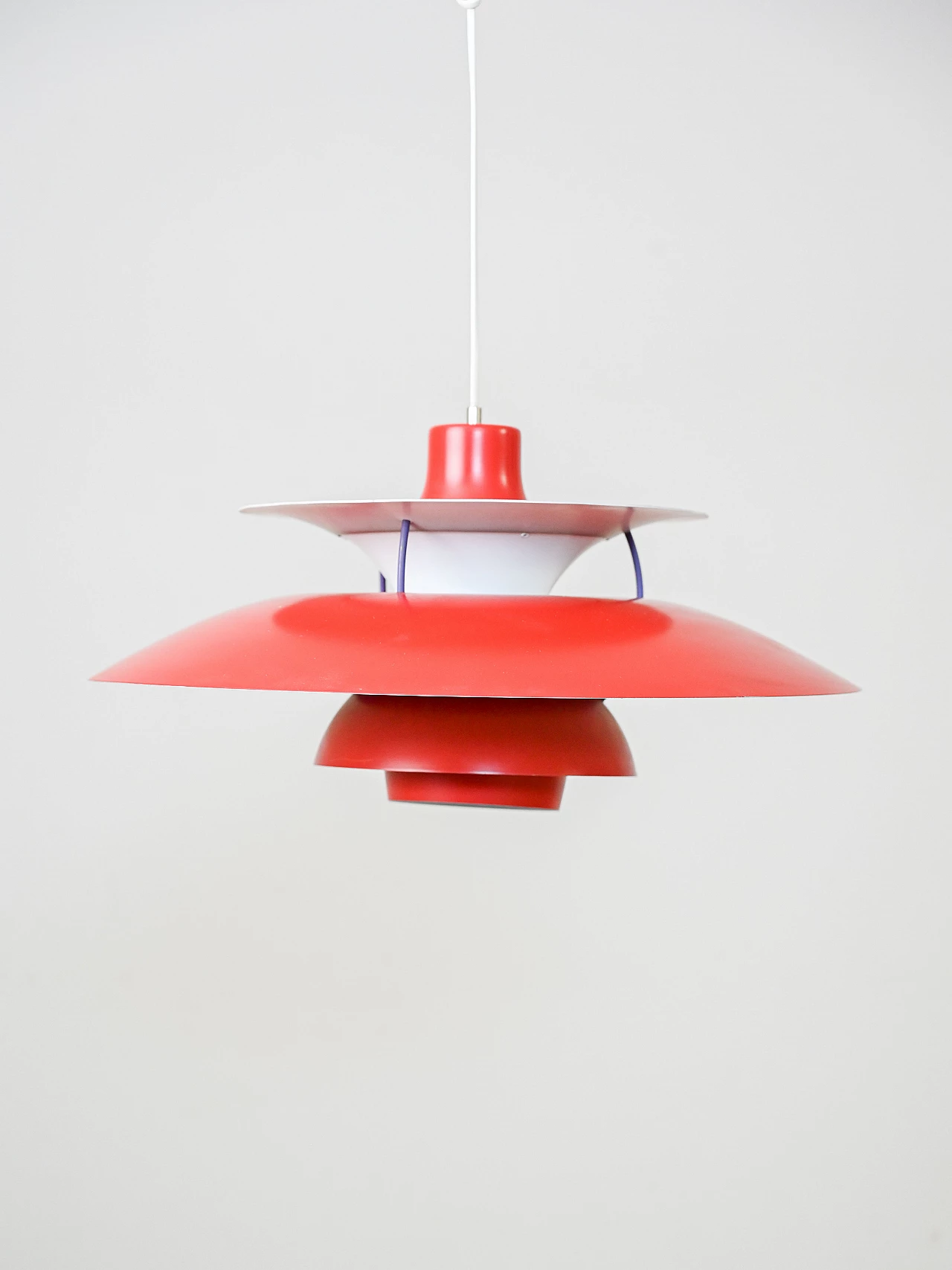 PH5 red chandelier by Poul Henningsen for Louis Poulsen, 1950s 2