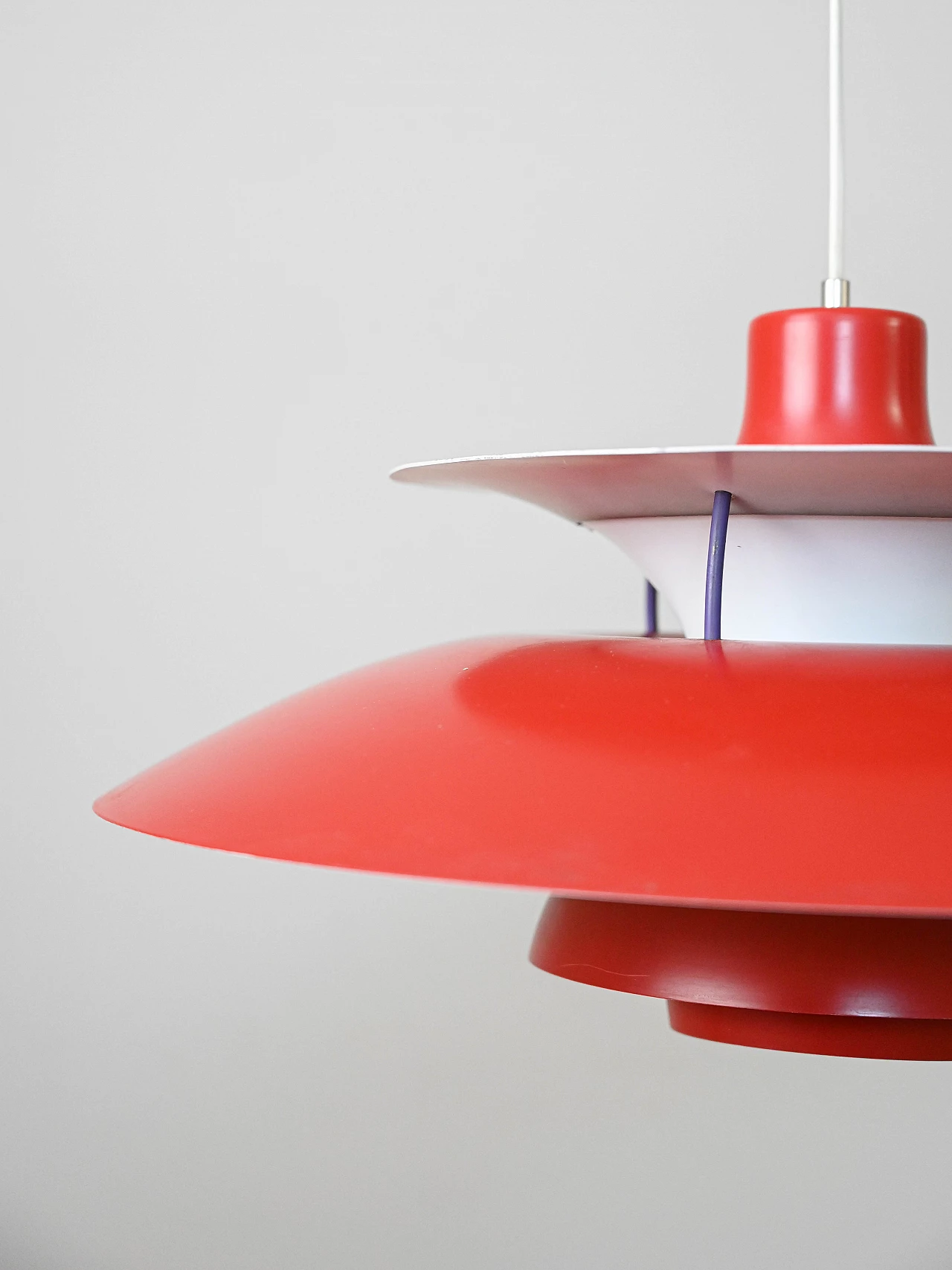 PH5 red chandelier by Poul Henningsen for Louis Poulsen, 1950s 5