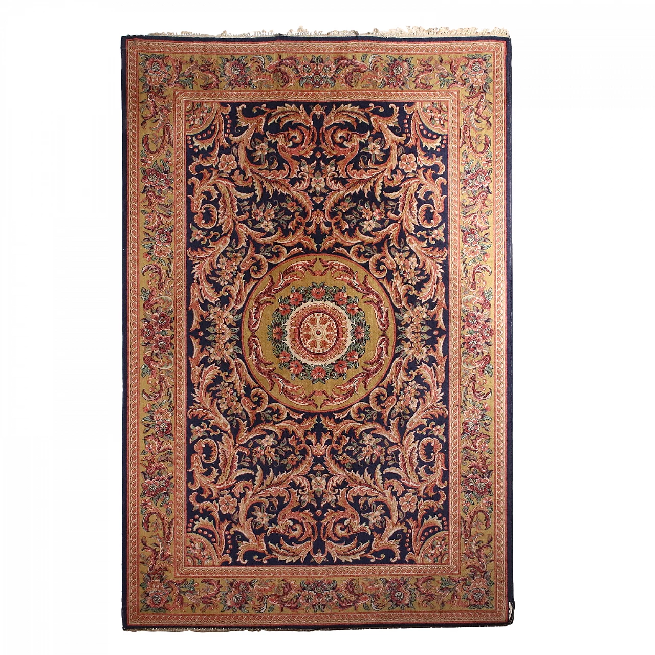 Tappeto floreale italiano in lana e cotone 1