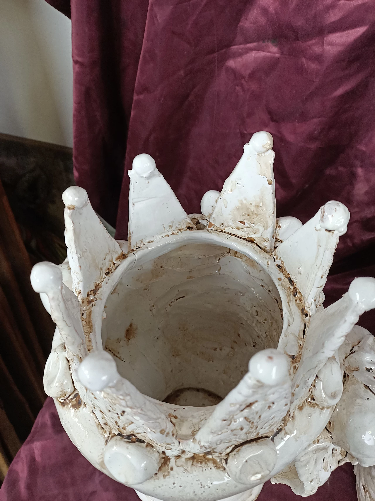 Coppia di teste in ceramica Caltagirone bianca, anni '50 8