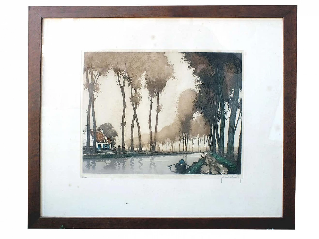 Roger Hebbelinck, Canal Du Midi, acquaforte, 1950 2
