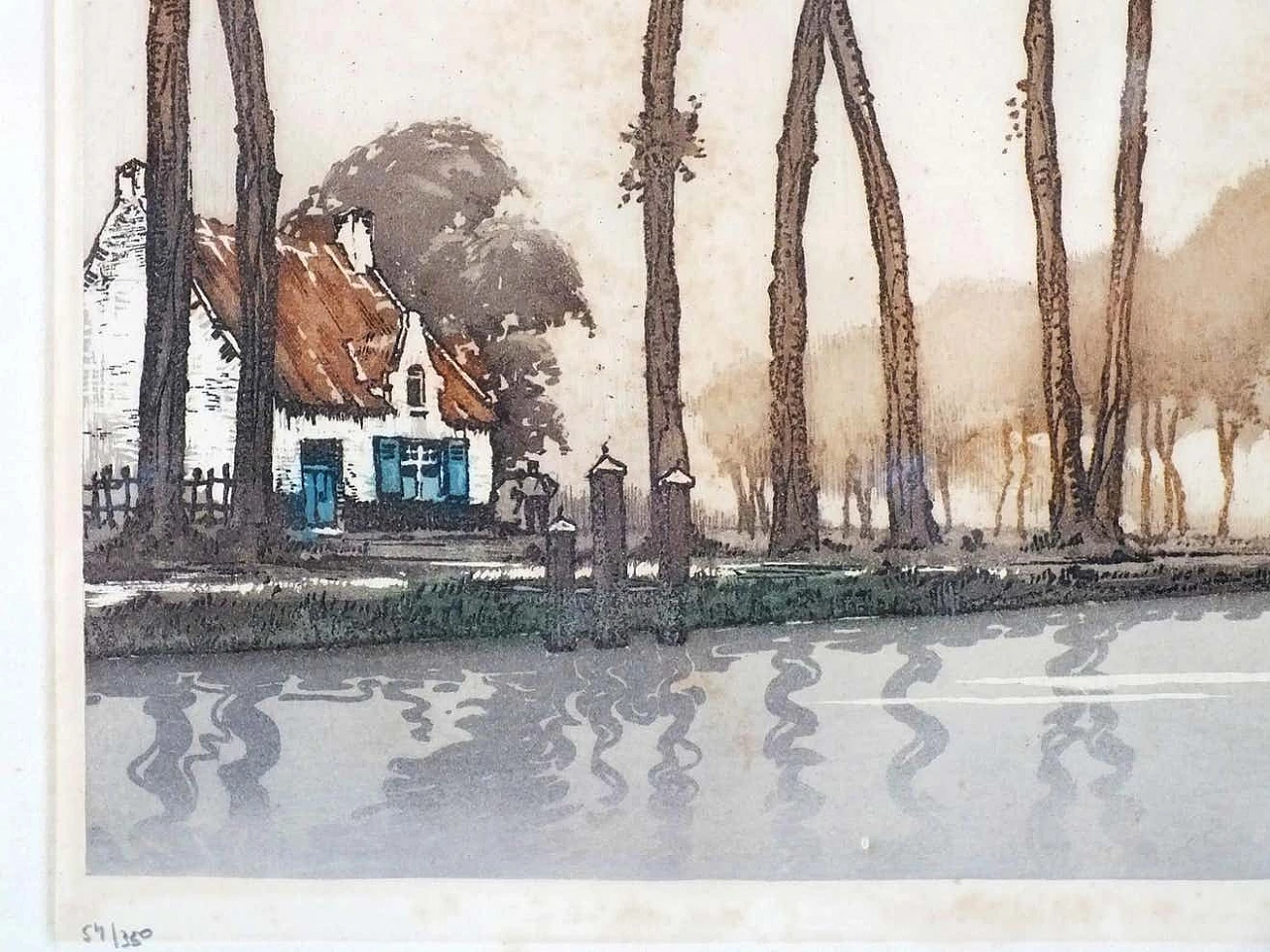 Roger Hebbelinck, Canal Du Midi, etching, 1950 3