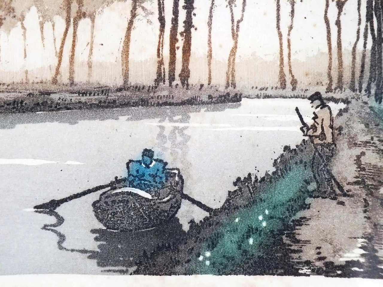 Roger Hebbelinck, Canal Du Midi, etching, 1950 5