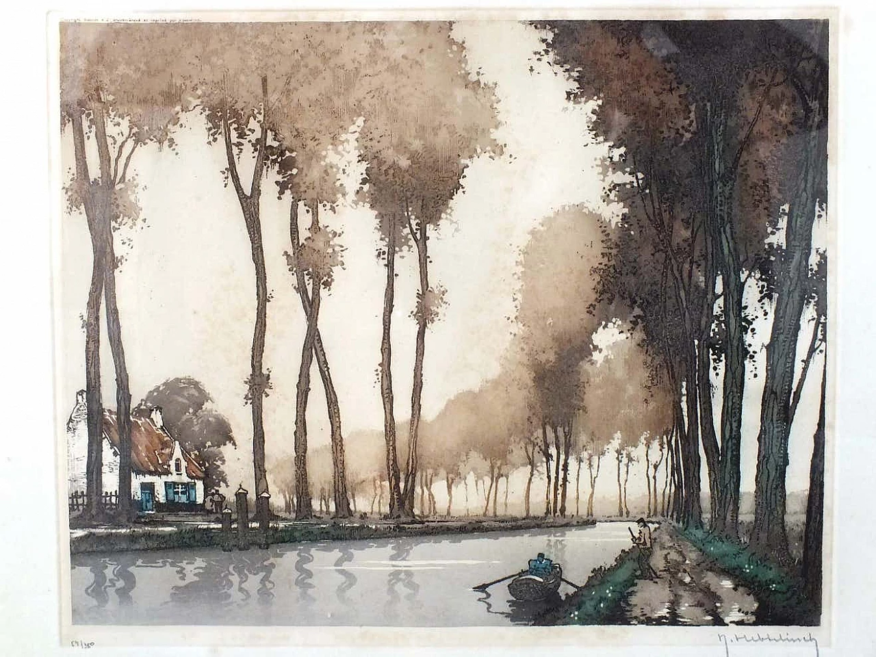 Roger Hebbelinck, Canal Du Midi, acquaforte, 1950 8