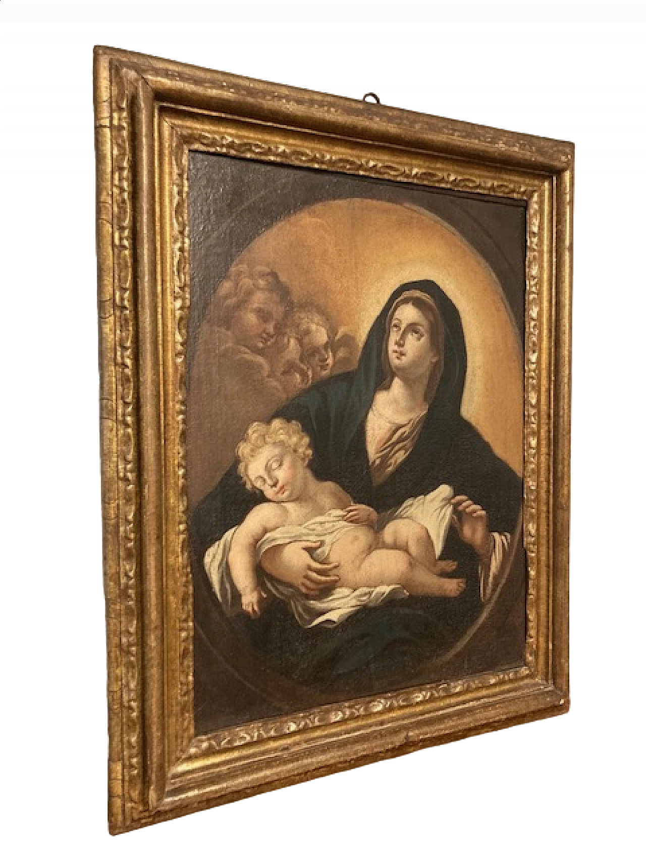 Madonna con il Bambino e angeli, dipinto a olio su tela, '700 15