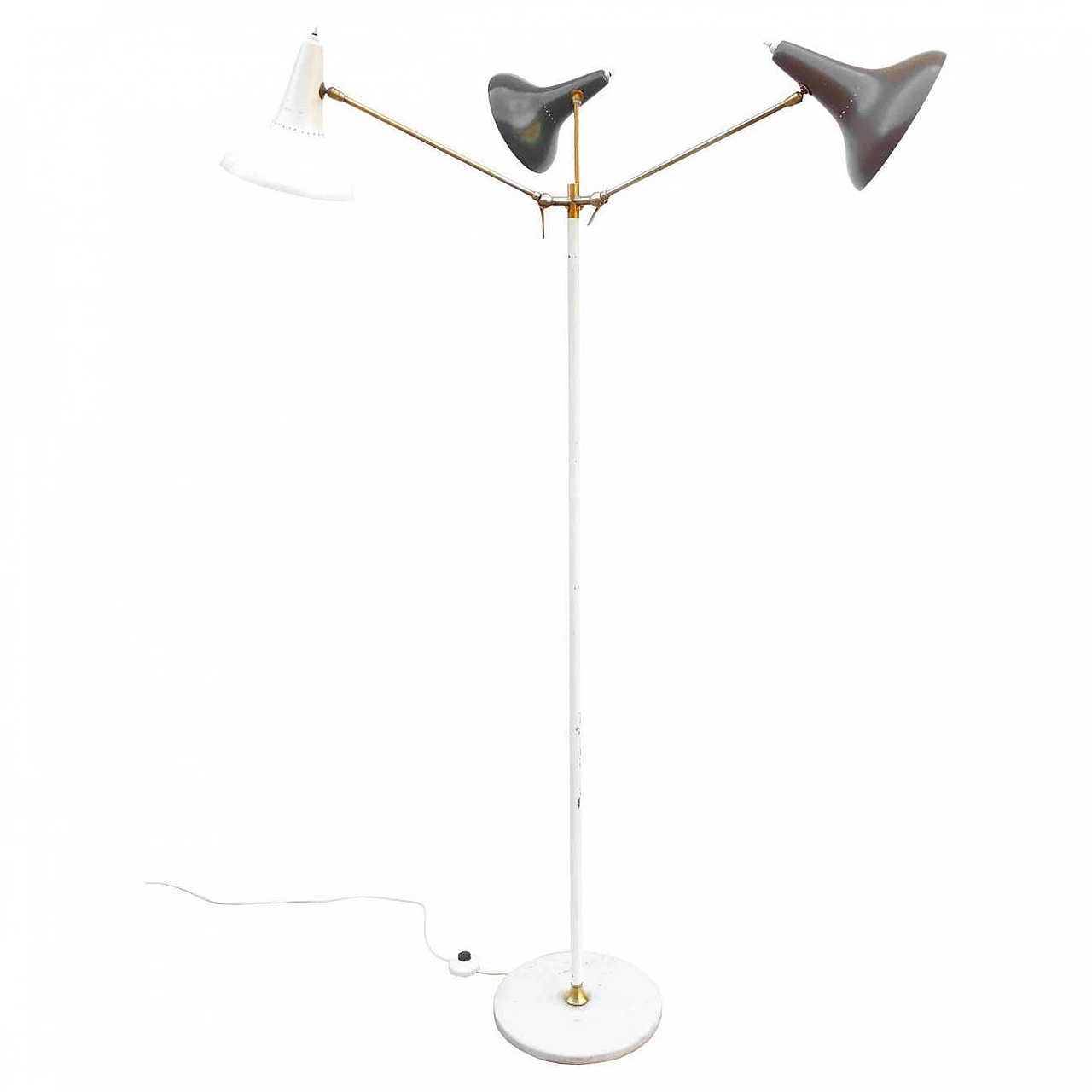 Three-armed floor lamp made of aluminium and marble by Stilnovo, 1950s 1