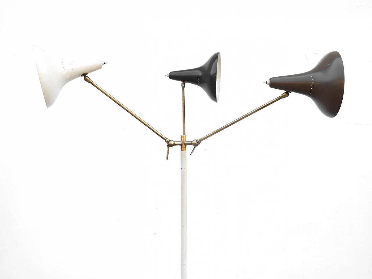 Three-armed floor lamp made of aluminium and marble by Stilnovo, 1950s 5