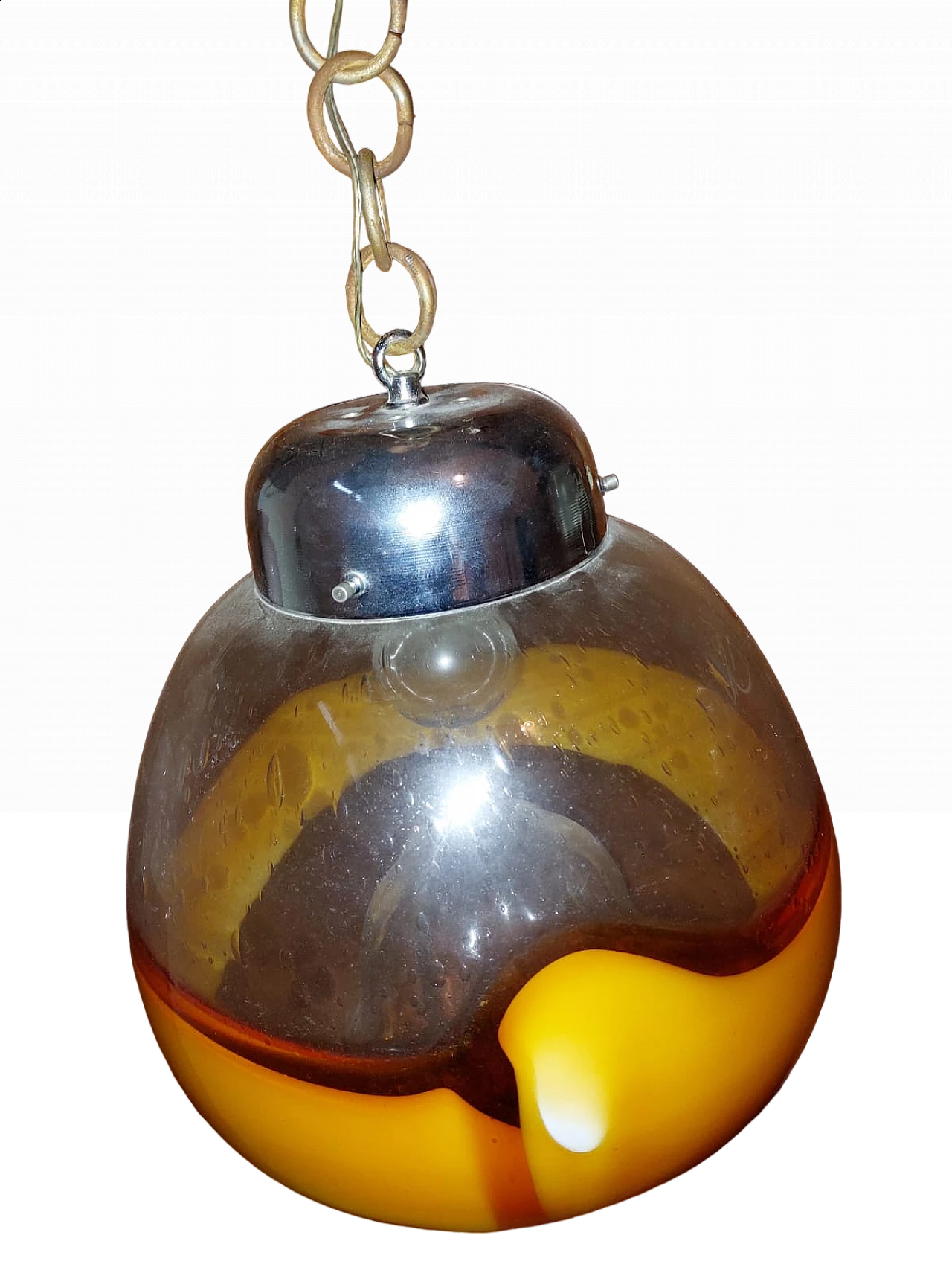 Orange and transparent glass hanging lamp, 1990s 4