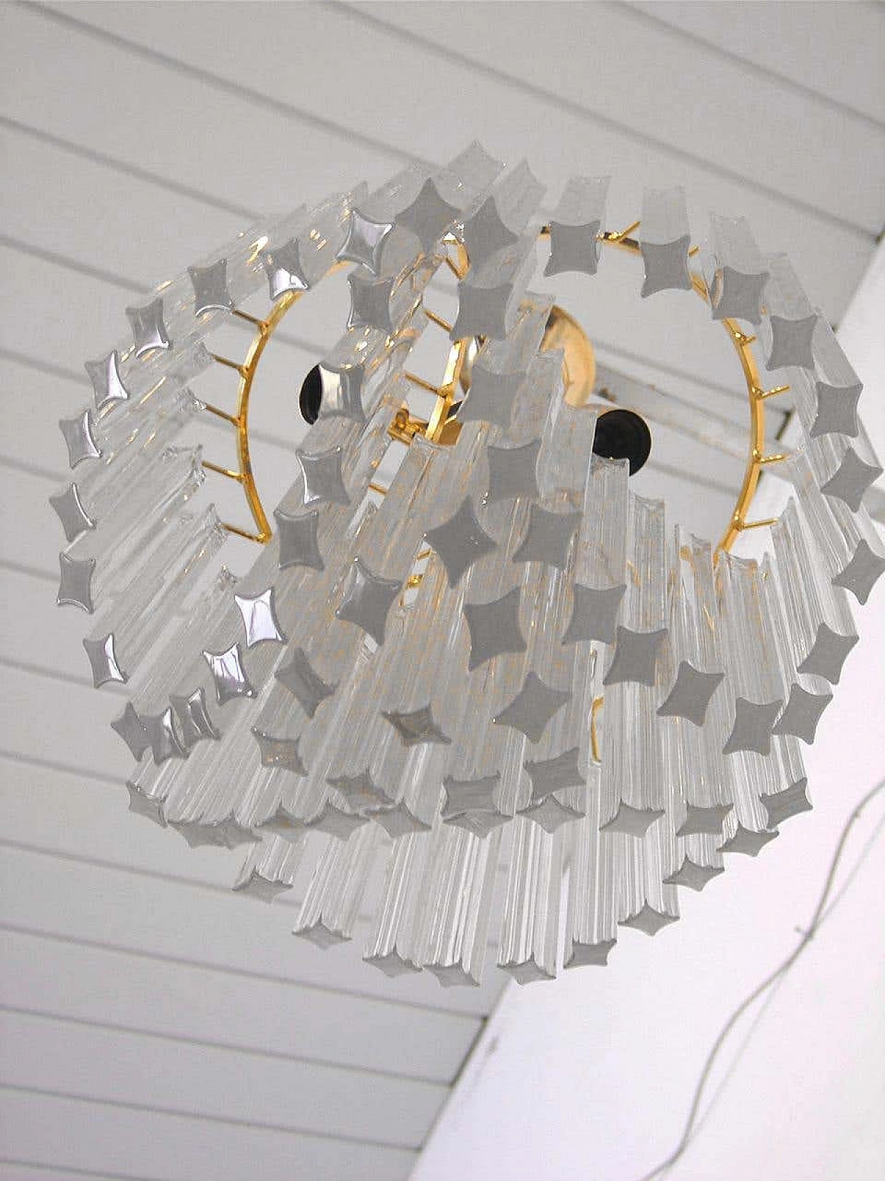 Lampadario con quadrilobi in cristallo di Paolo Venini, anni '70 2