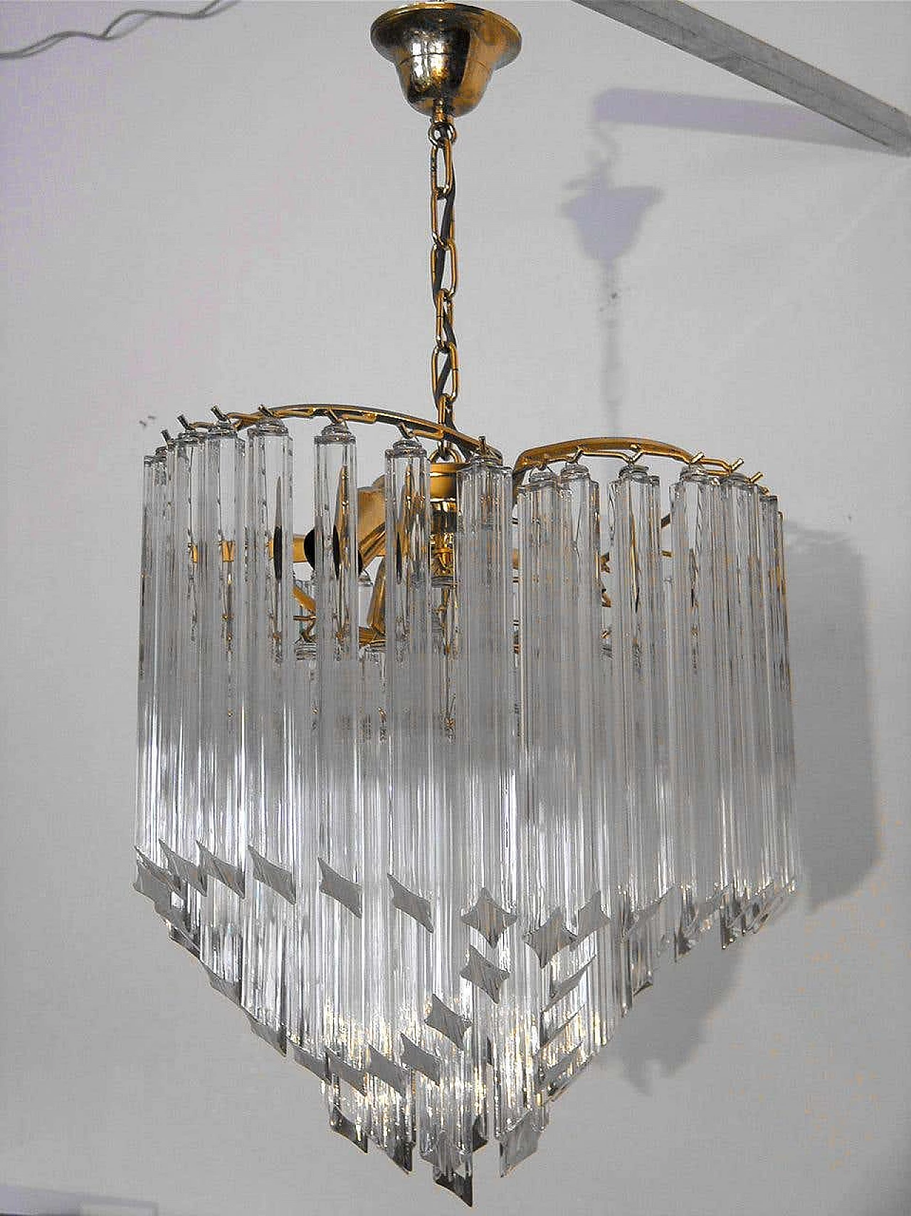 Lampadario con quadrilobi in cristallo di Paolo Venini, anni '70 3
