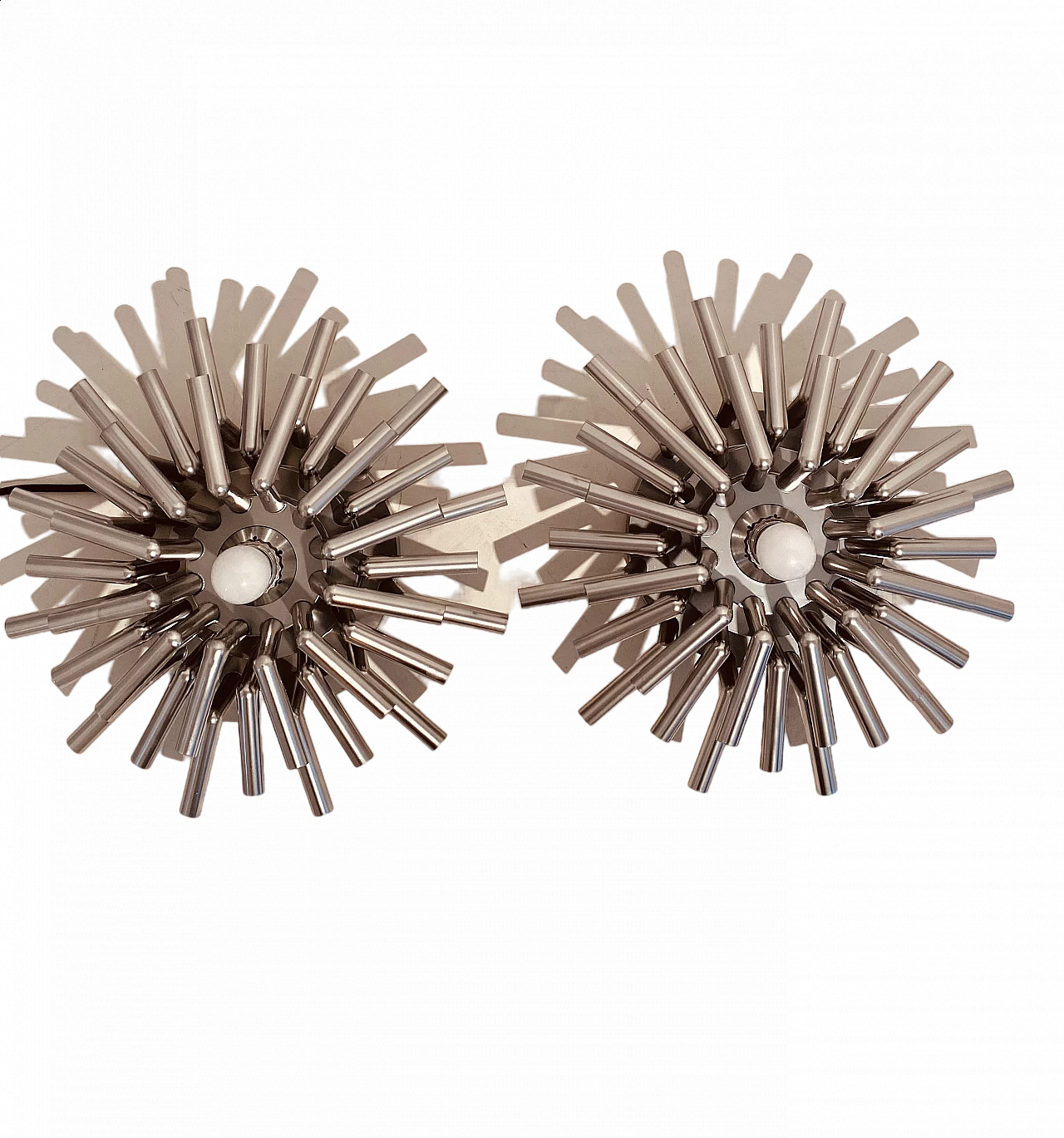 Pair of silver-plated plastic wall sconces, 1970s 8