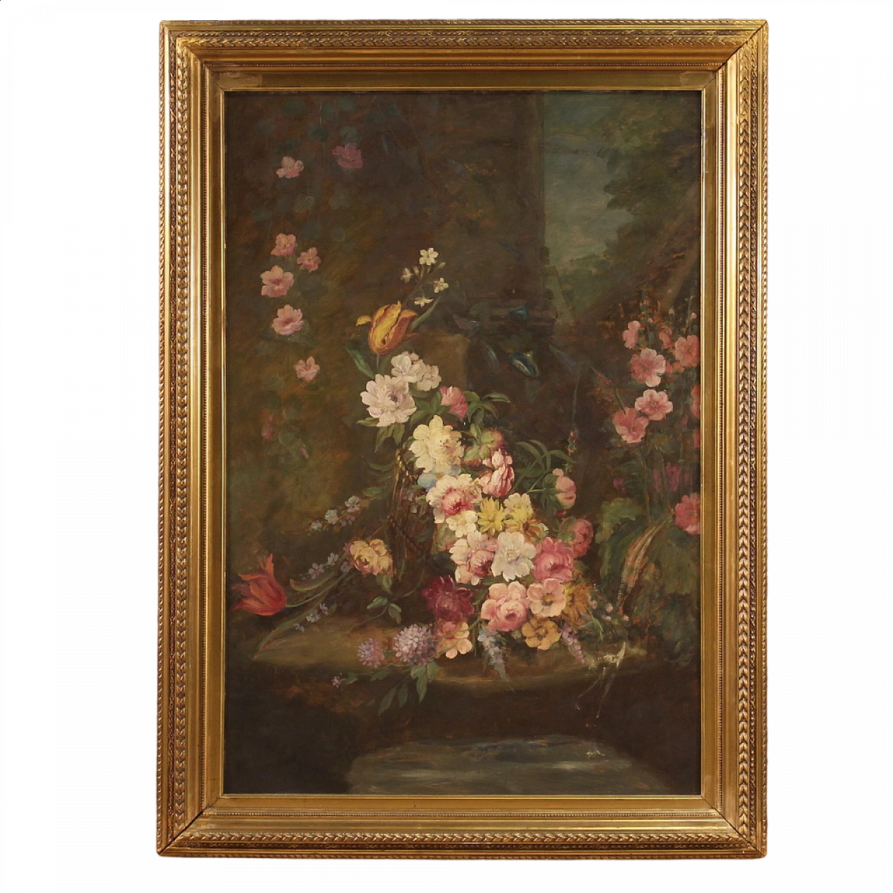 Still life with flowers, oil painting on masonite 16