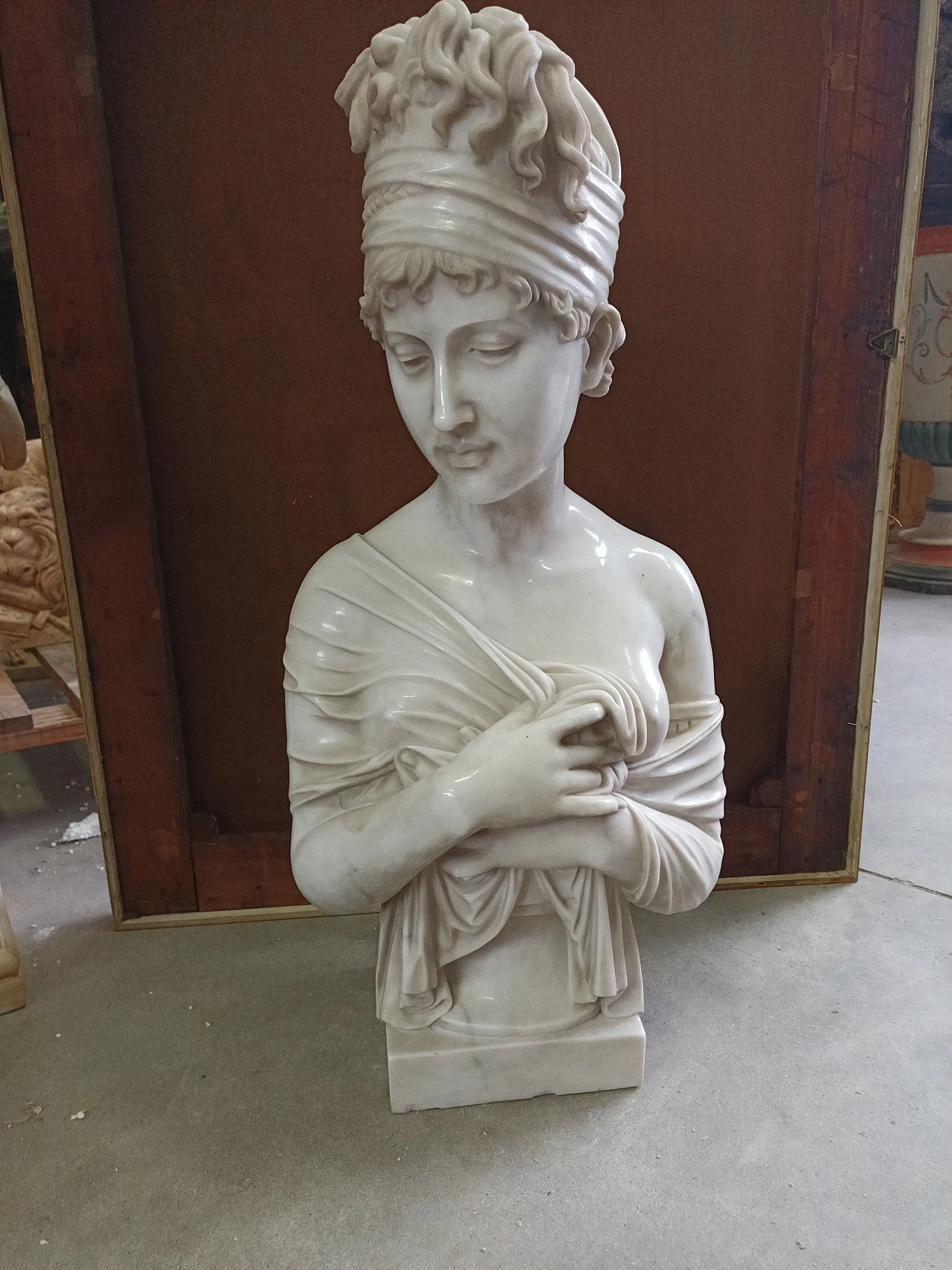 Scultura di Juliette Récamier in marmo di Carrara, anni '50 1