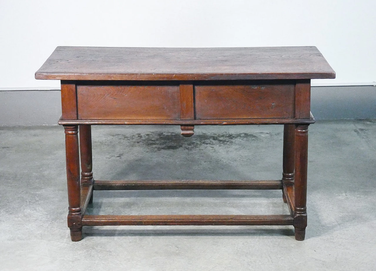 Solid oak desk with two front drawers, late 17th century 8