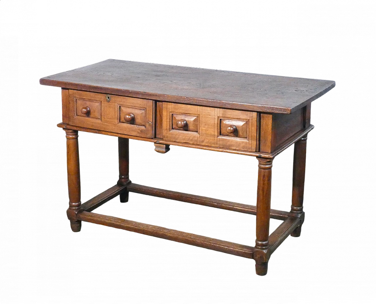 Solid oak desk with two front drawers, late 17th century 13