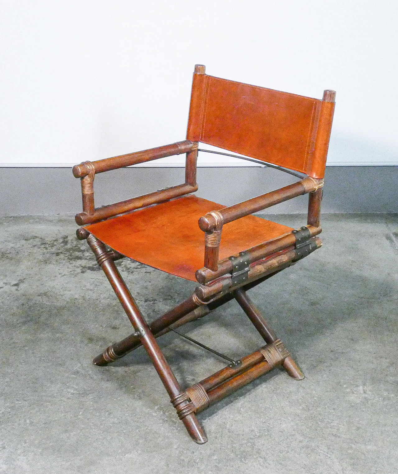 Director's chair in bamboo and leather by Lyda Levi, 1960s 1