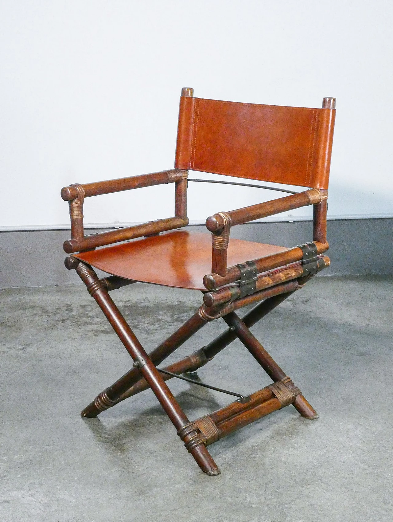 Director's chair in bamboo and leather by Lyda Levi, 1960s 2