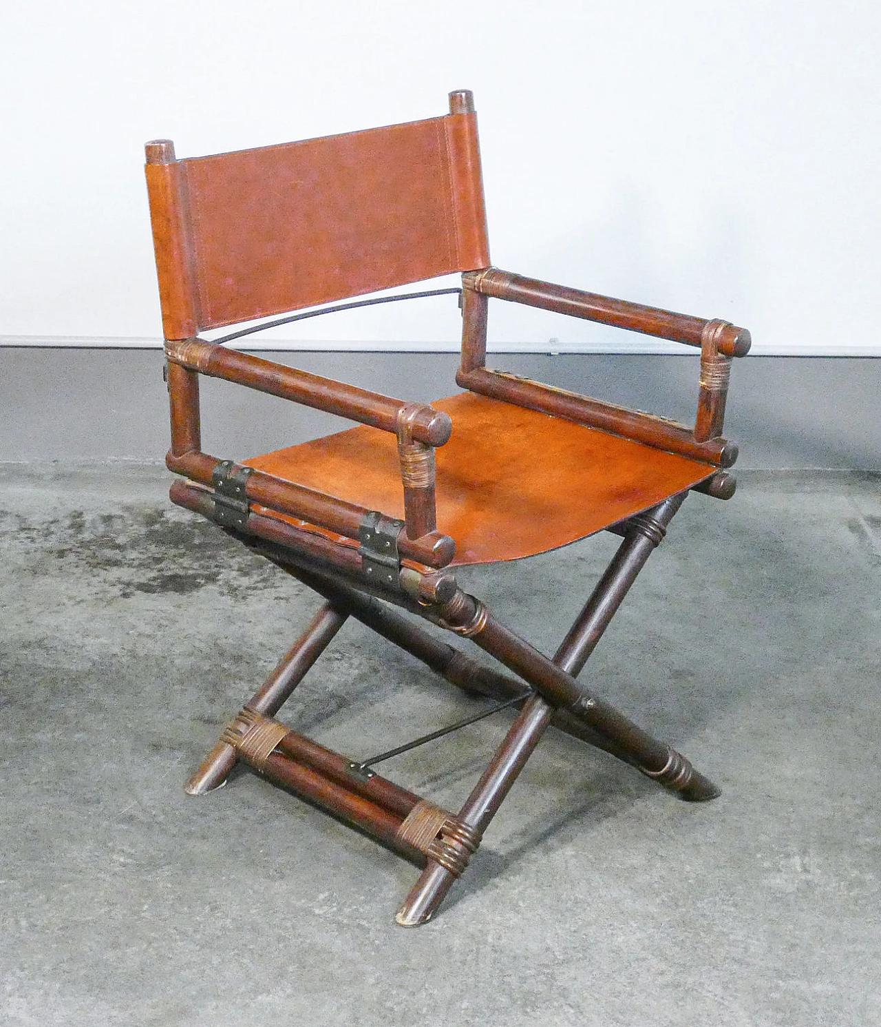 Director's chair in bamboo and leather by Lyda Levi, 1960s 4