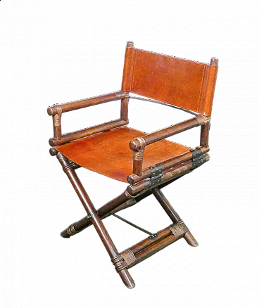 Director's chair in bamboo and leather by Lyda Levi, 1960s