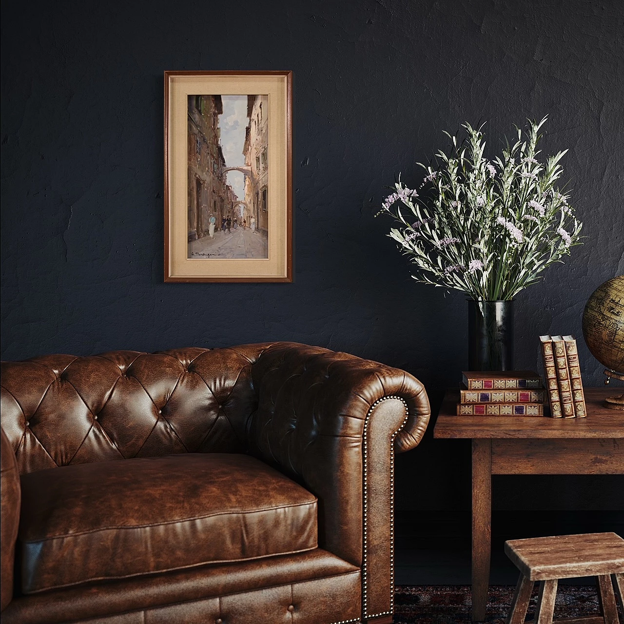 City view painting with figures in impressionist style, oil on canvas, 1960s 13